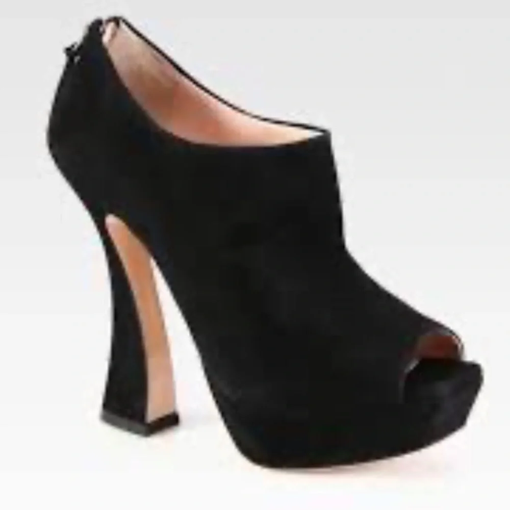 Miu Miu Black Suede Sculptural Heels